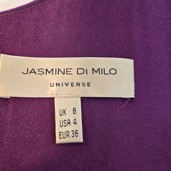 JASMINE DI MILO Old Money Silky Plum One-Shoulder Bodycon Mini Dress Size US 4. - Picture 12 of 17